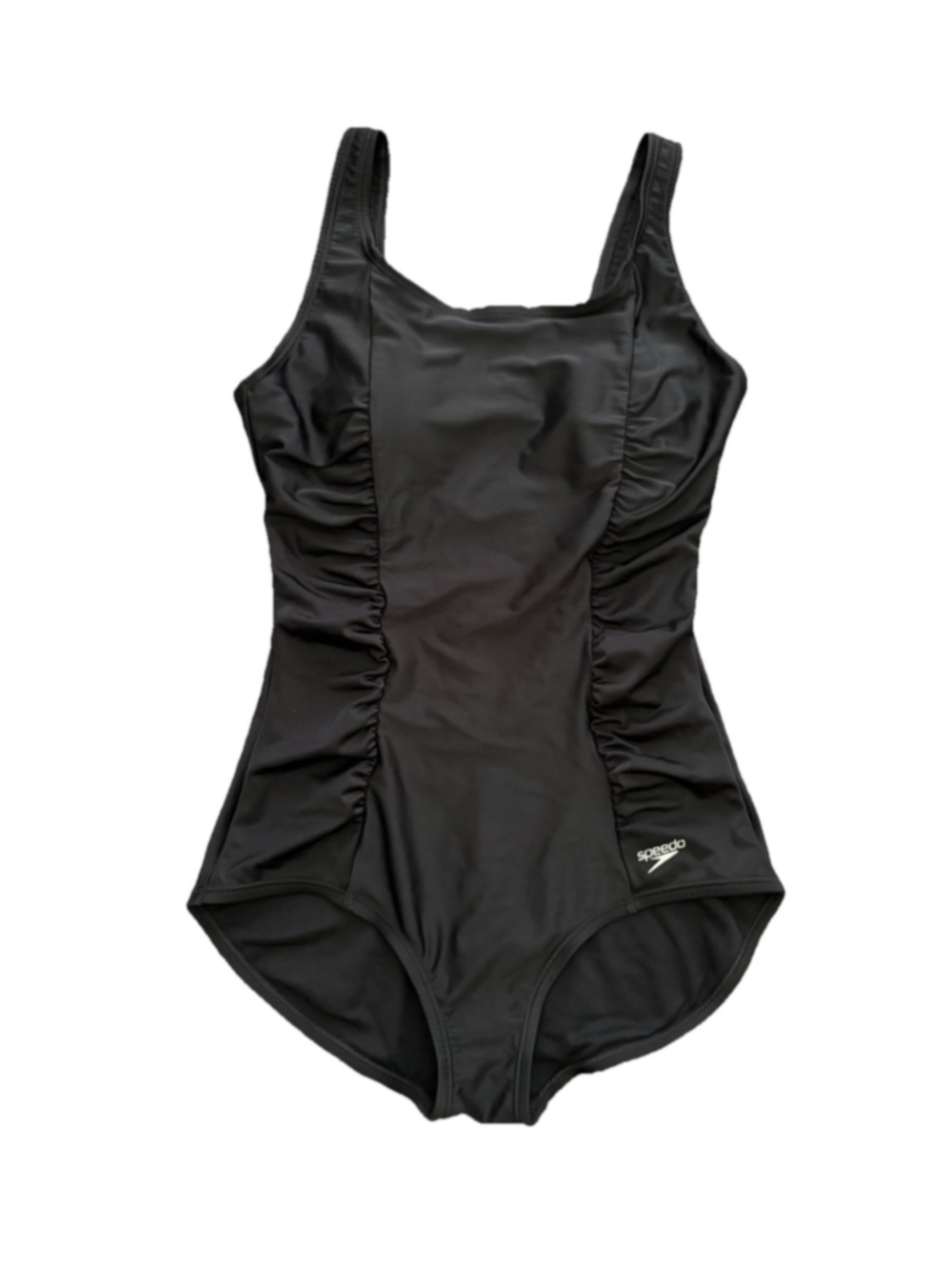 Speedo Black Ruched Chic One Piece Swimsuit Size Large